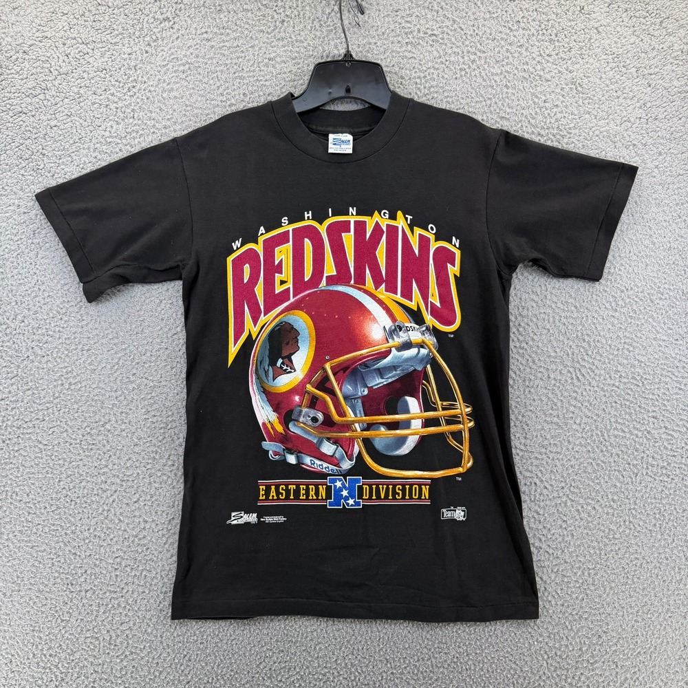 Vintage 1992 Salem Sportswear Washington Redskins T Shirt Black Mens Small USA